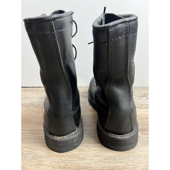 Addison Shoe Company Mens Combat Boots Round Toe Lace Up Leather Black Size 5 W - Picture 5 of 11